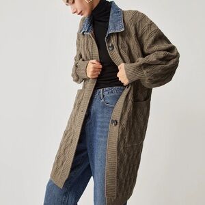 Diamond Stitch Knitting Longline Cardigan